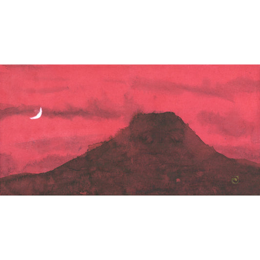 片岡鶴太郎・版画「不二に月」
