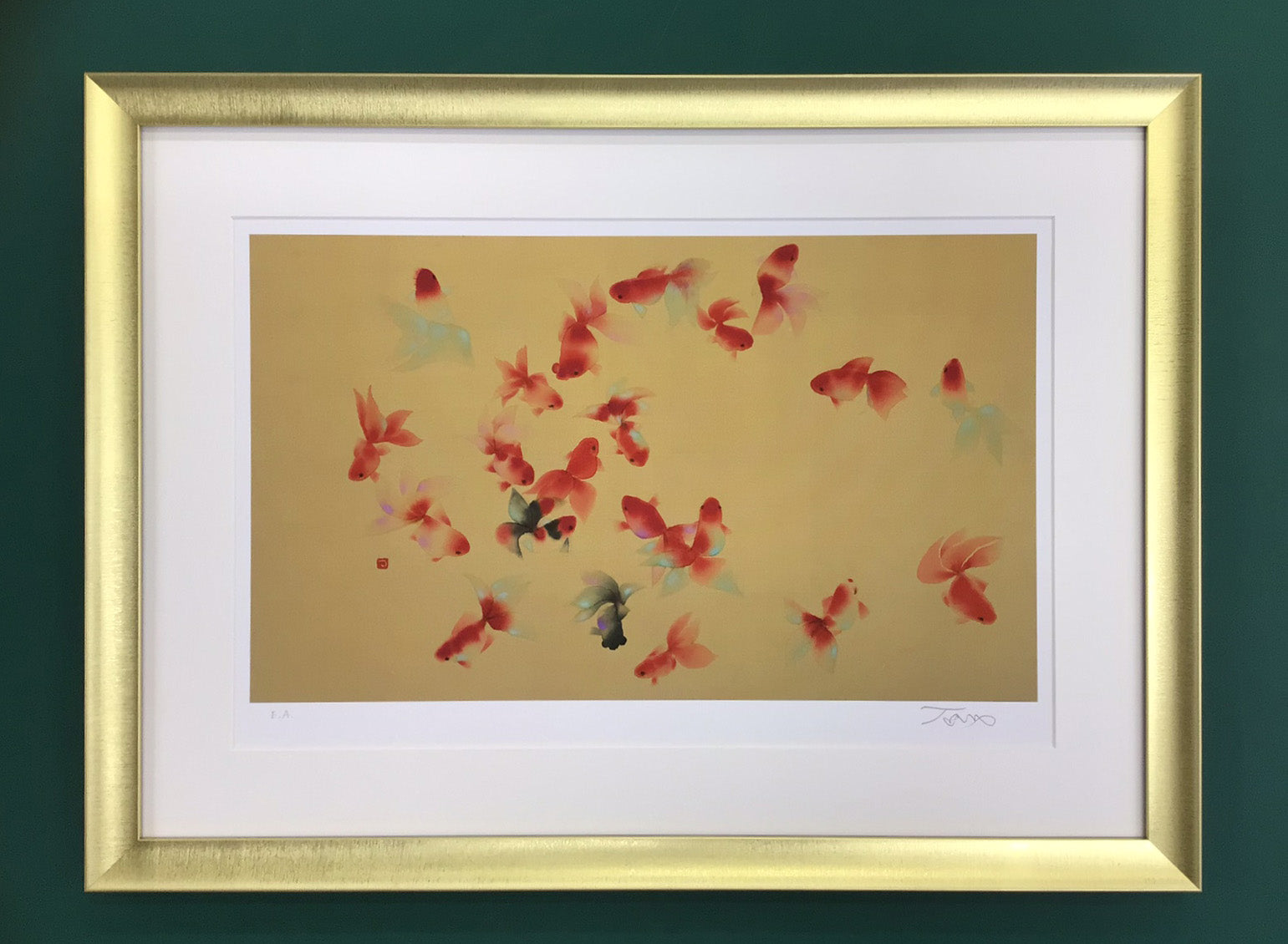 鶴太郎絵　複製 片岡鶴太郎・複製画「游魚」 – 鶴まる商店